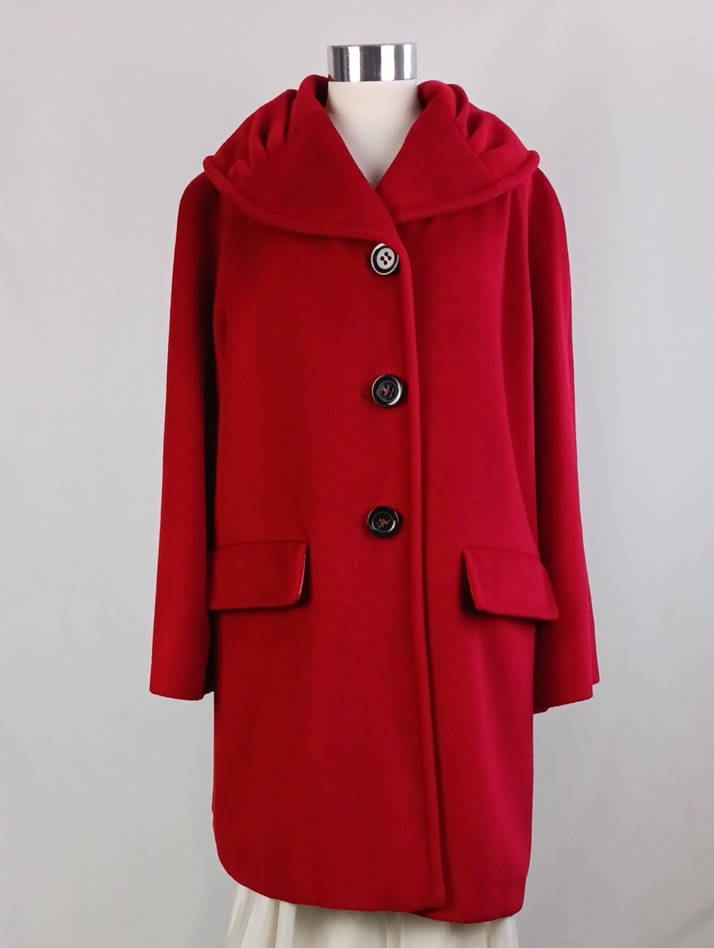 CINZIA ROCCA RED VIRGIN WOOL BLEND 3/4 COAT